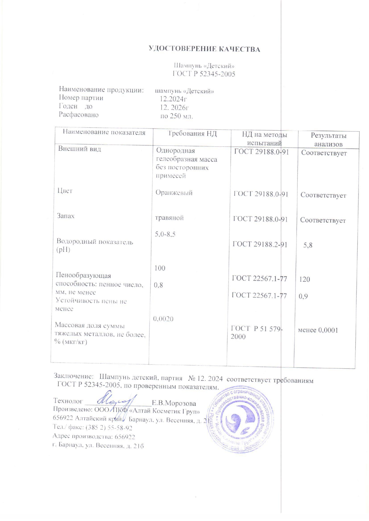 Паспорт №122024